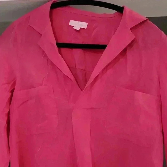 Pink LILLY PULITZER Silk Collared Split Neck Blouse - Picture 2 of 8